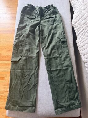 Olive Green Girl’s Cargo Pants - Drawstring Waist